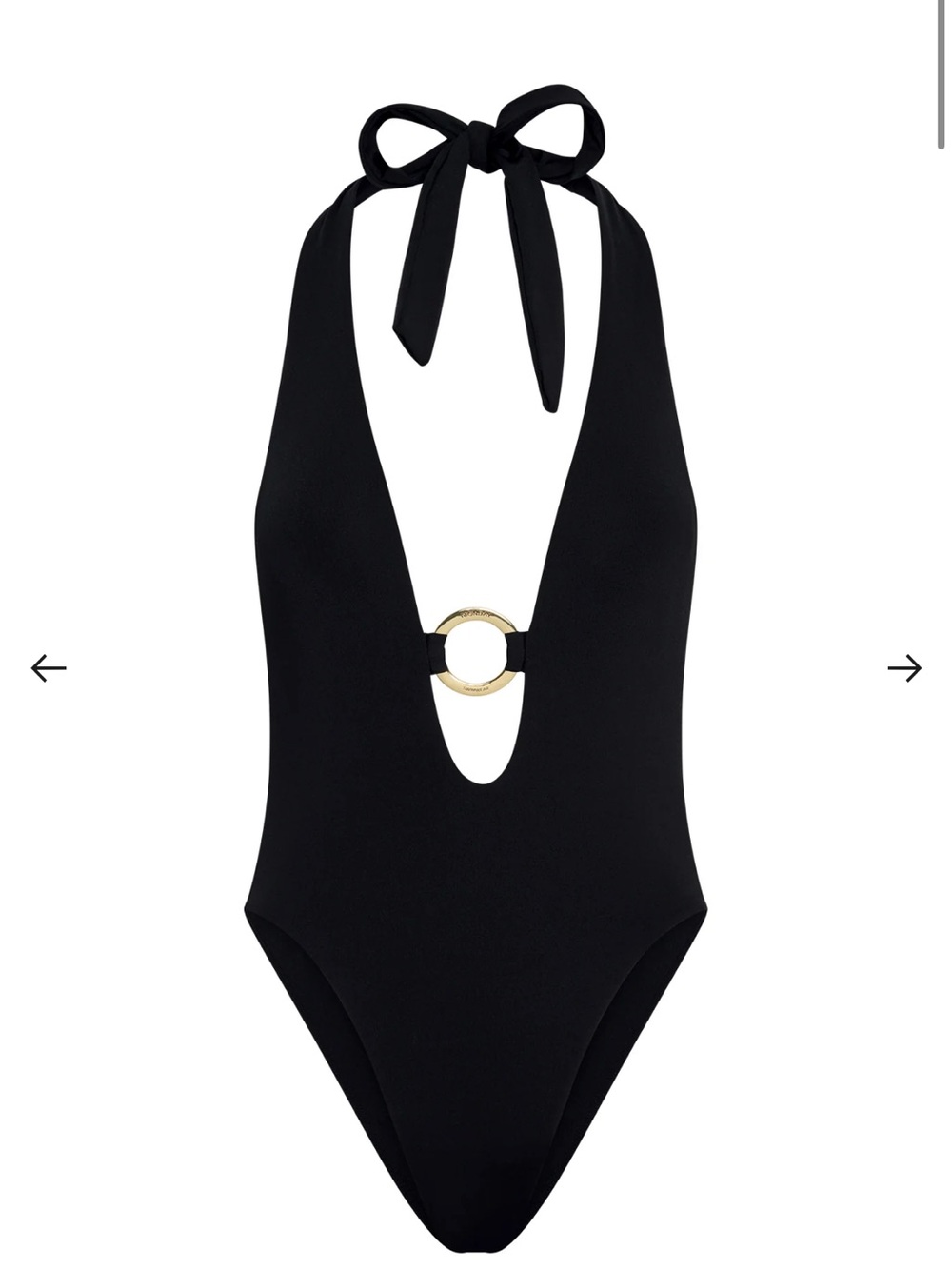 Monday Swim Montego Deep V Halter One-Piece Swimsuit with Ring Accent - Black - Picture 3 of 8